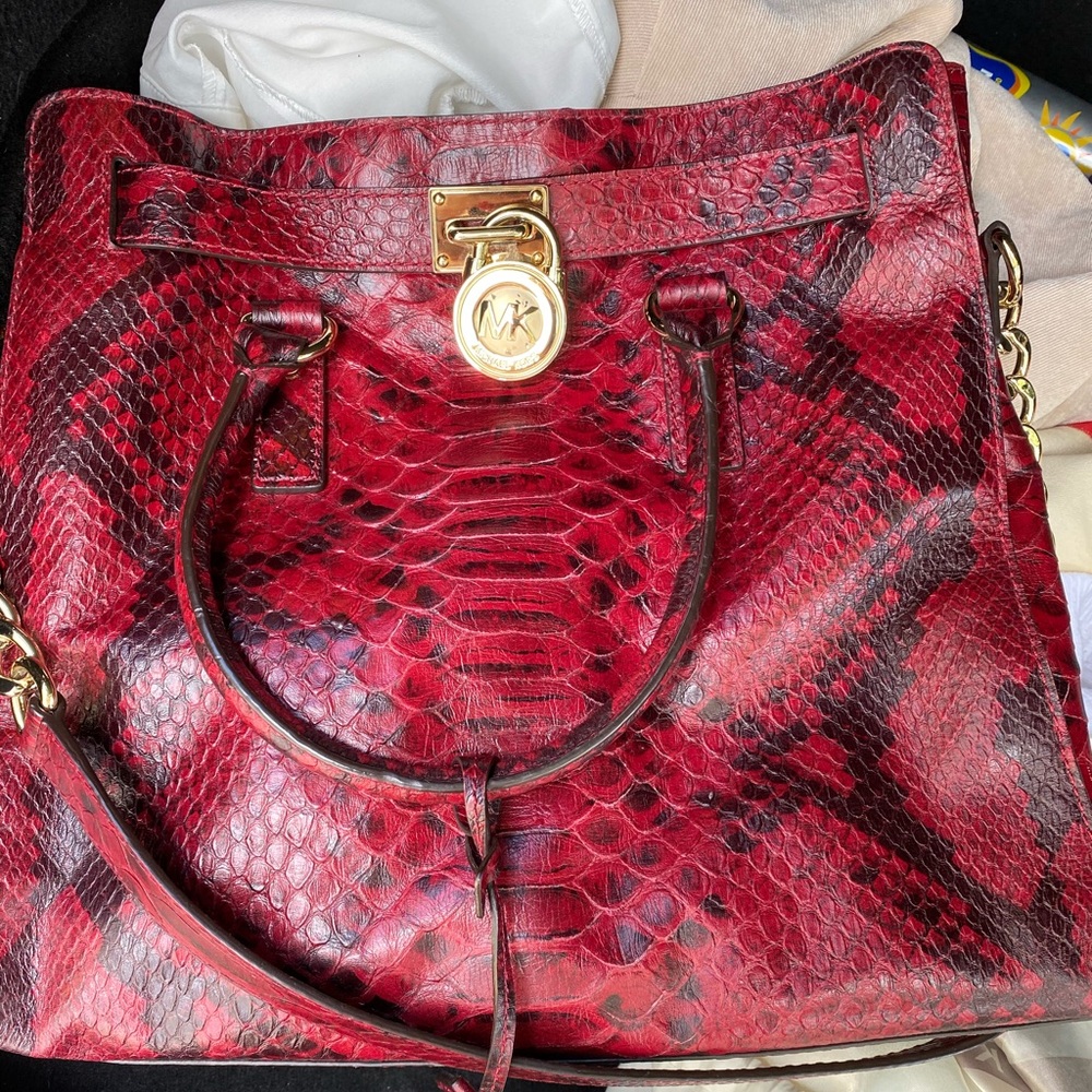 Red snakeskin Michael kors purse